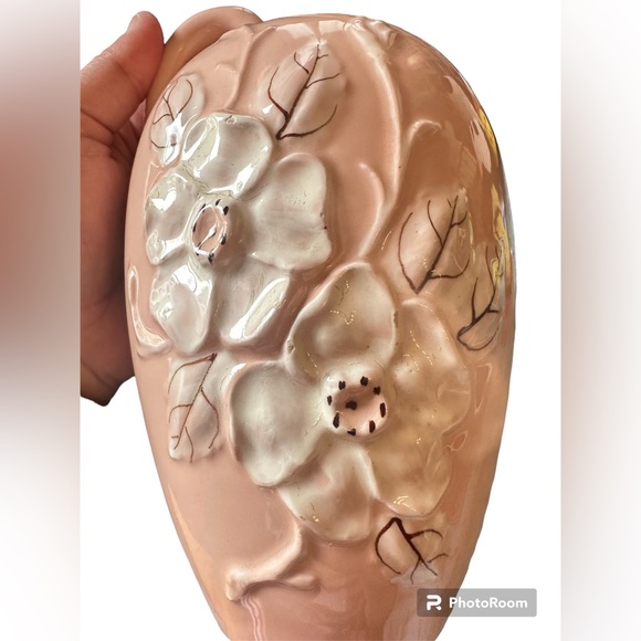 HULL ART POTTERY R-11-7-I Dogwood 7” Pink Pitcher with white flowers - Picture 3 of 5